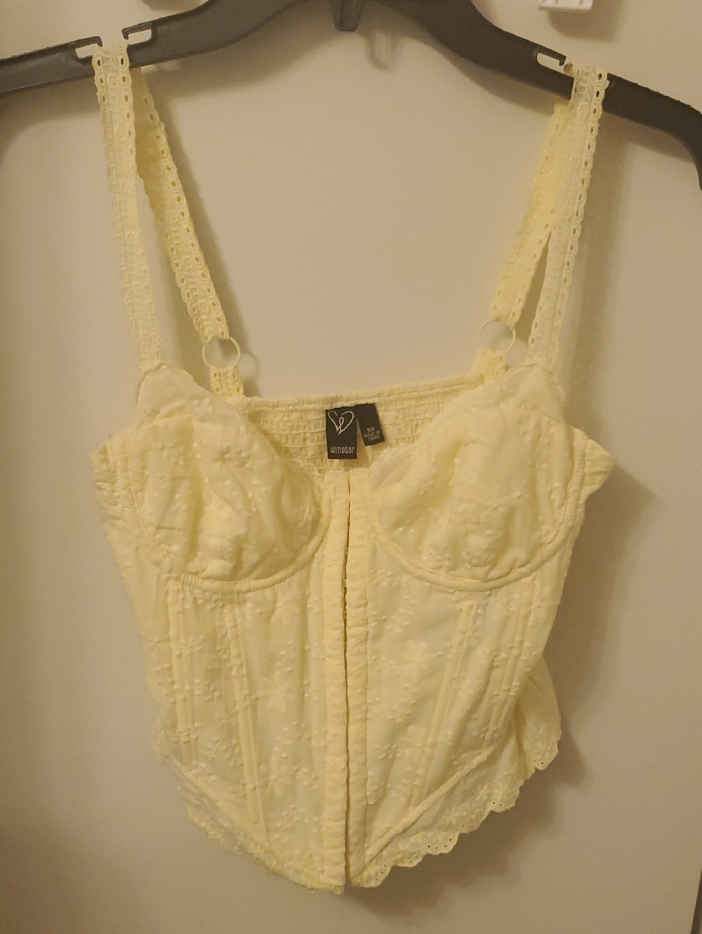 Windsor Yellow Eyelet Crop Top
